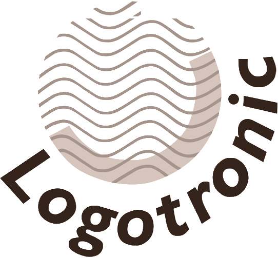Ein Logo mit einem stilisierten Kreis aus geschwungenen Linien und dem Text 'Logotruck' darunter.
