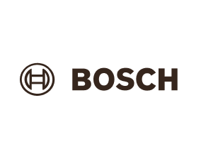 Bosch-Logo in braun auf schwarzem Hintergrund