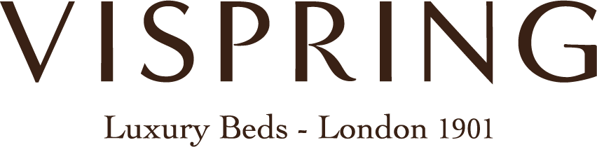 Logo mit dem Schriftzug "VISPING" und dem Zusatz "Luxury Beds - London 1901" in brauner Schrift auf schwarzem Hintergrund.