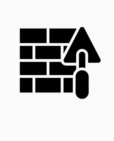 Icon of a paint roller and a brick wall, representing painting or wall renovation.