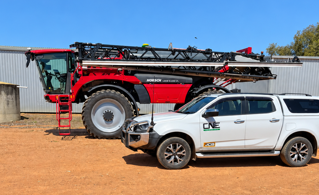 CNE Ag Innovations ute and HORSCH sprayer at the Perth head office
