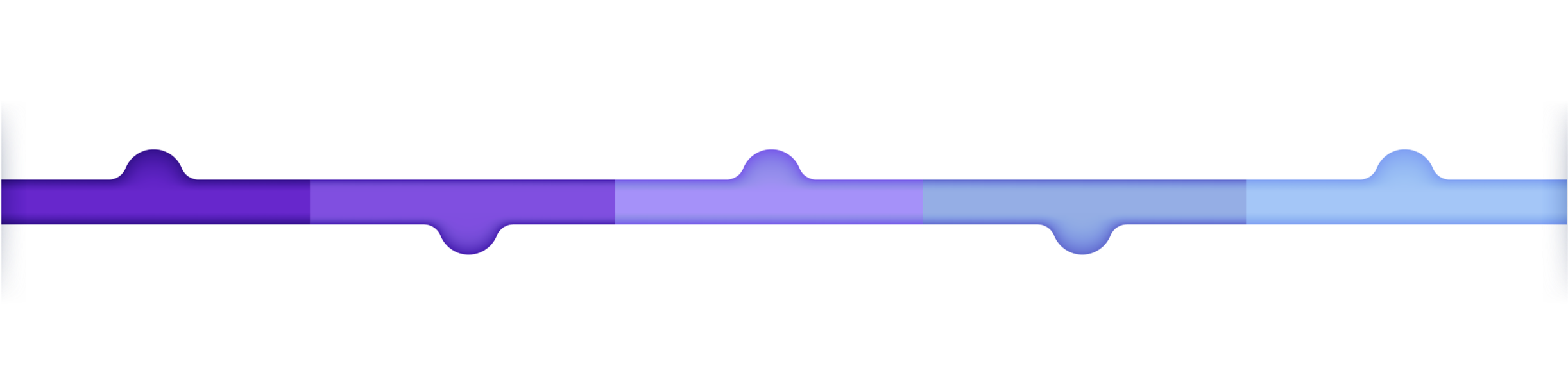 Electrocardiogram (ECG) heartbeat graph with peaks and dips in shades of purple and blue.