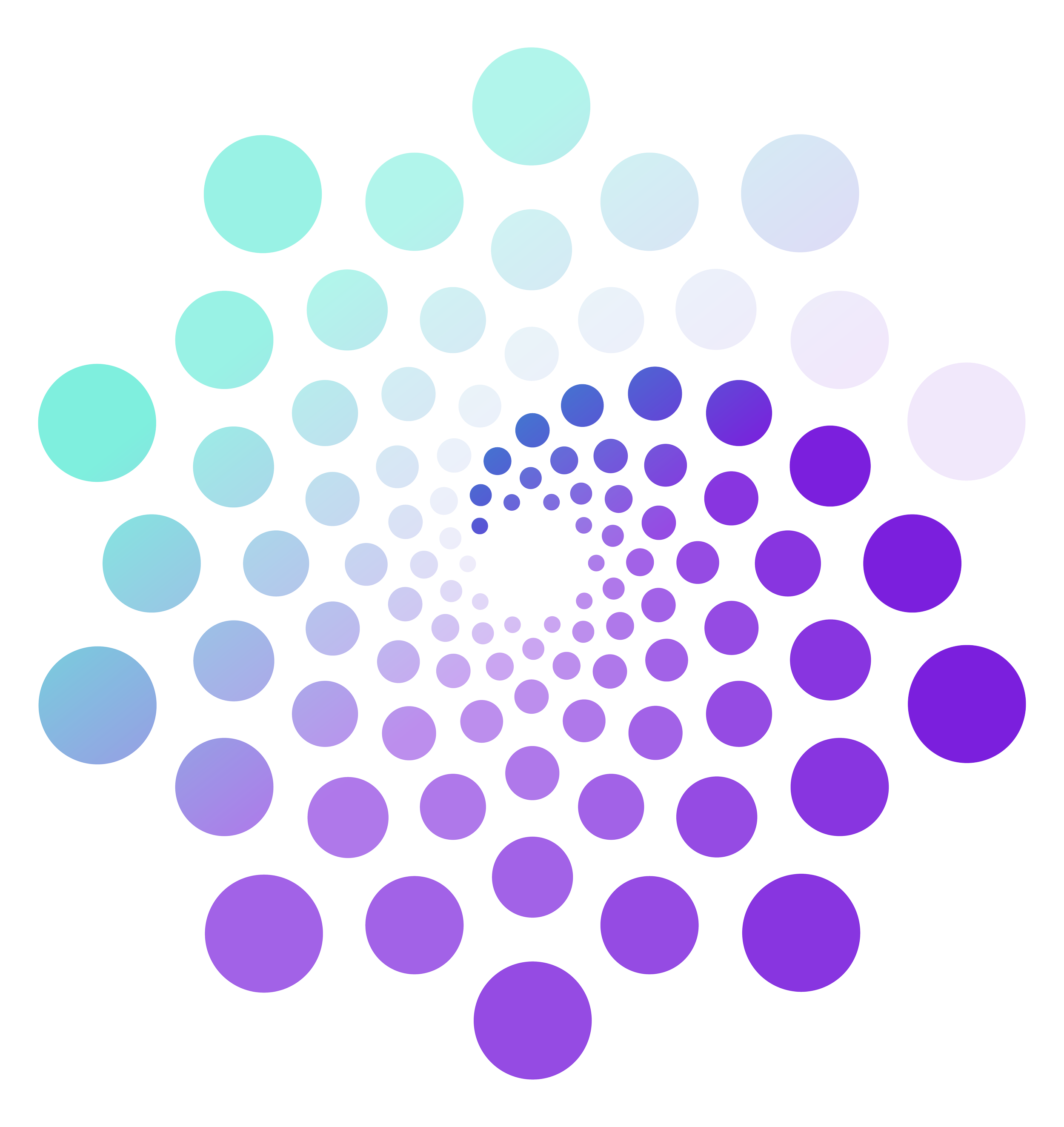 A digital illustration featuring a variety of blue and purple circles of different sizes, arranged in a pattern that creates a sense of depth and movement.