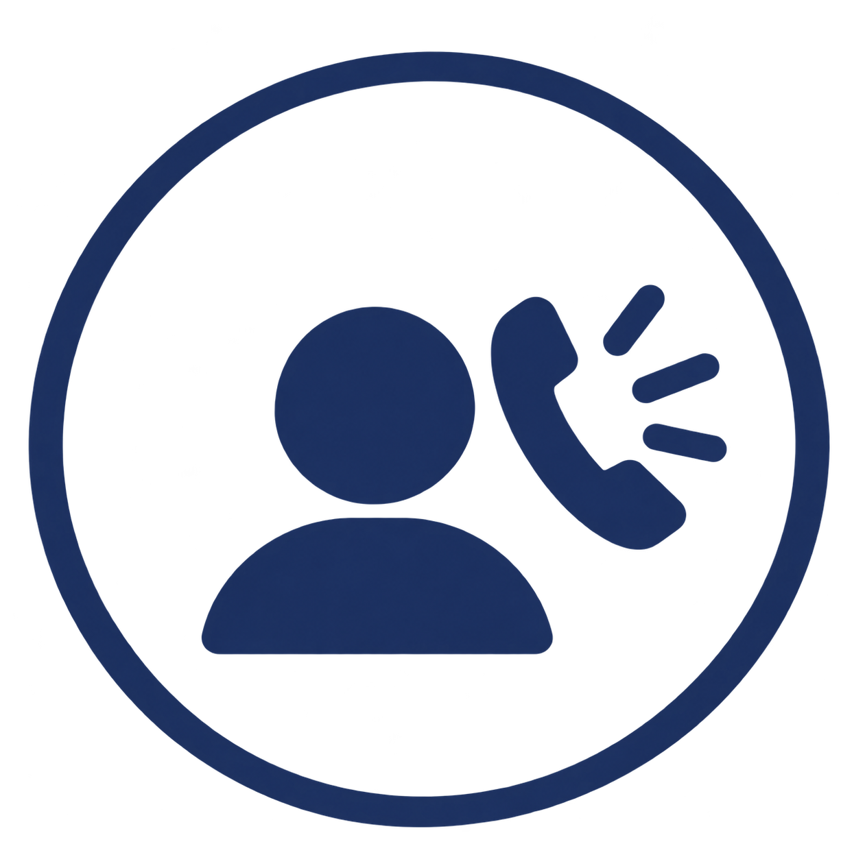 Icon van een persoon met een telefoonhoorn, symboliseert klantenservice of telefonische ondersteuning.