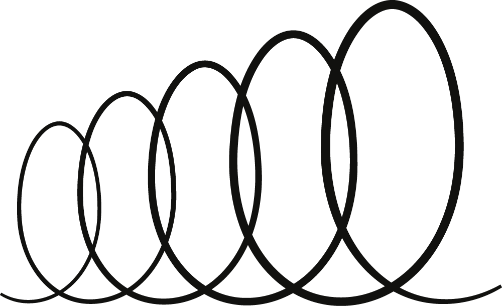 Close-up of a black technical drawing or schematic, featuring multiple overlapping ovals and curved lines.