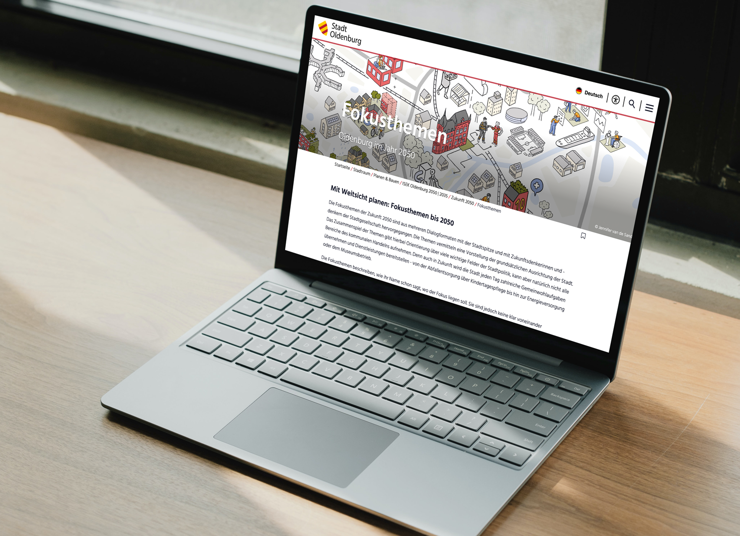 Illustrationen im Einsatz auf der Website
