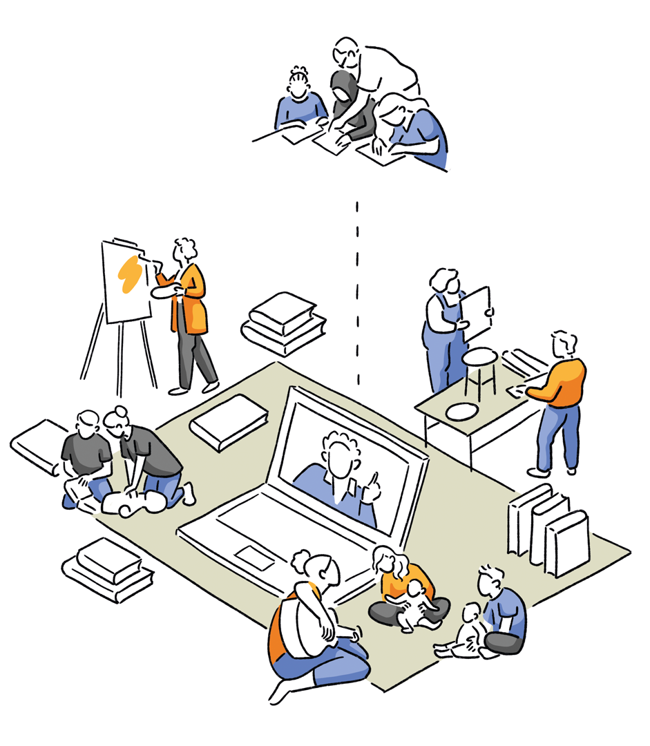 Isometrische Illustration zur Stadtentwicklung Oldenburg 2050 - Bildung und Wertschätzung