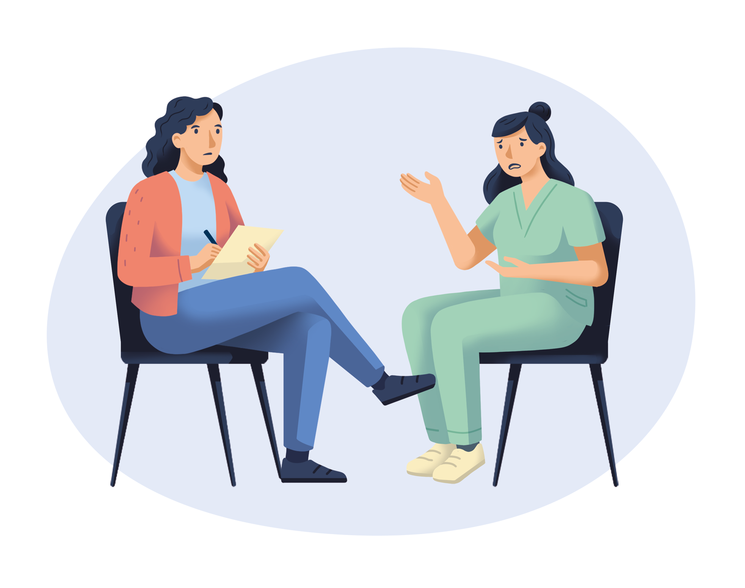 Vektor Illustration - Gespräch beim Psychologen