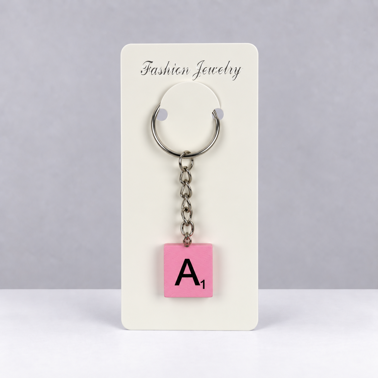 Light Pink Scrabble Letter Keyring