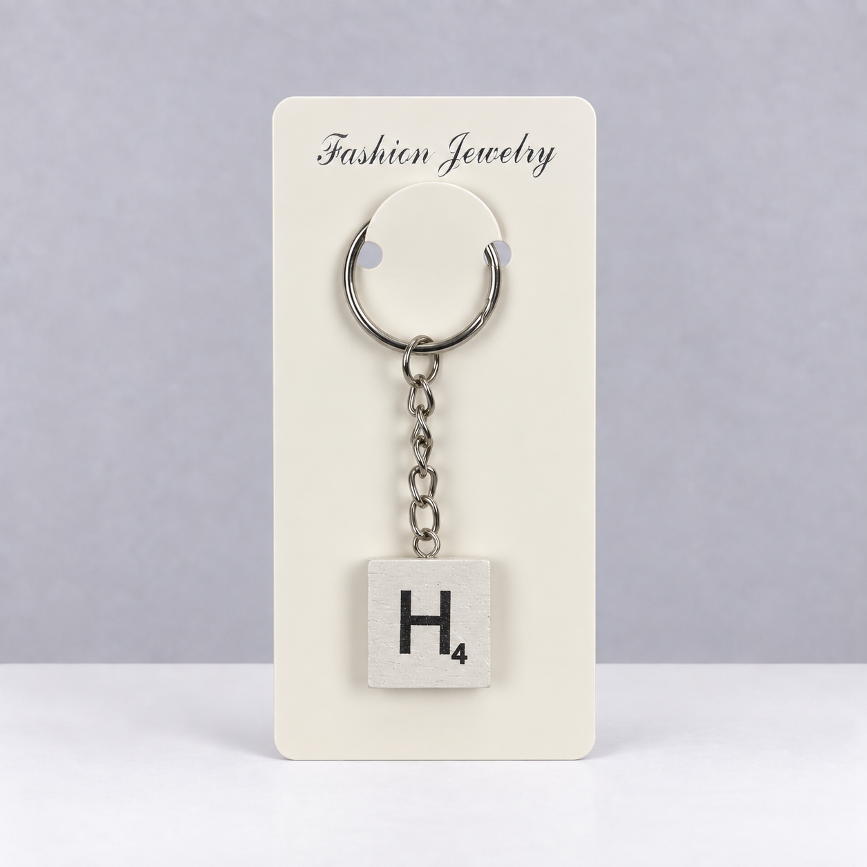 White Scrabble Letter Keyring