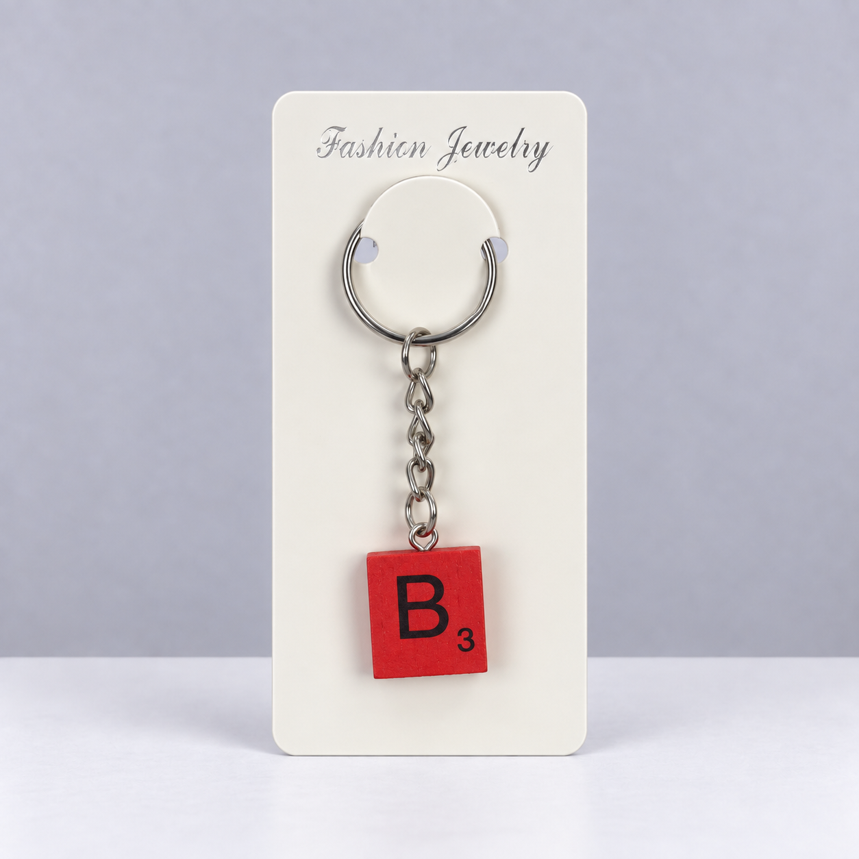 Red Scrabble Letter Keyring