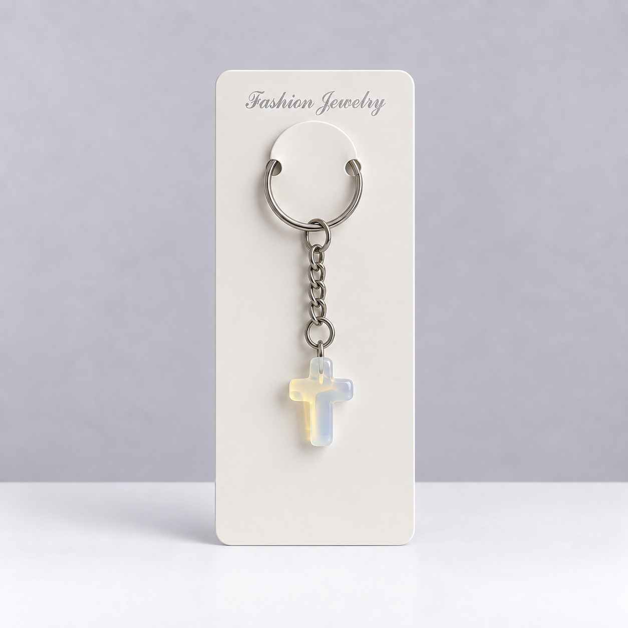 Semi-Precious Cross Keyring