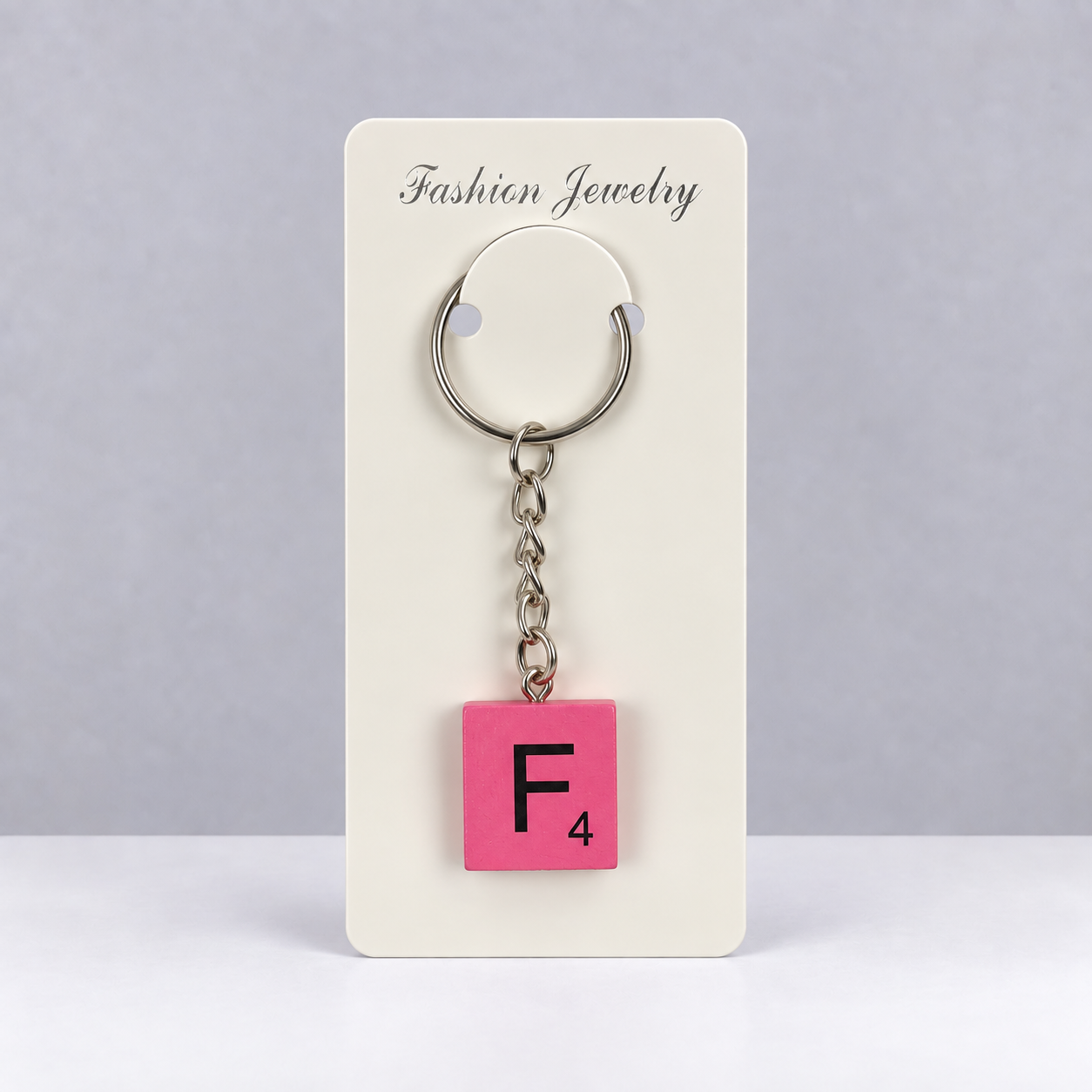 Pink Scrabble Letter Keyring