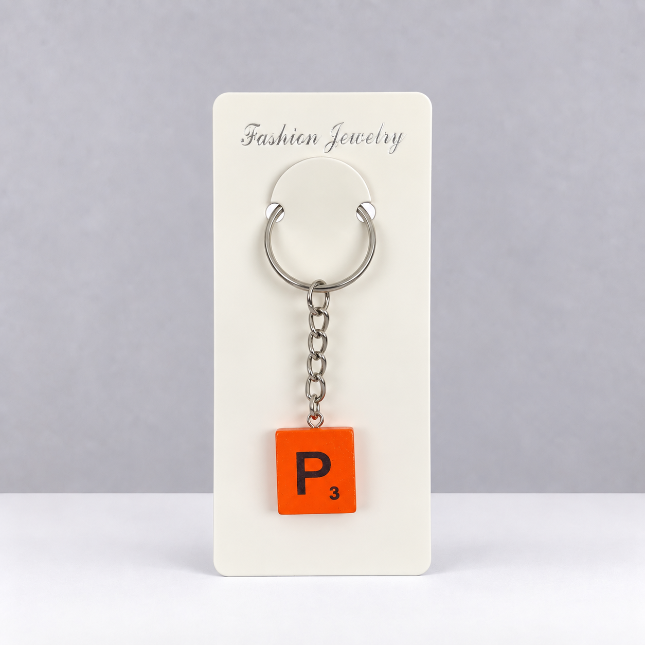 Orange Scrabble Letter Keyring