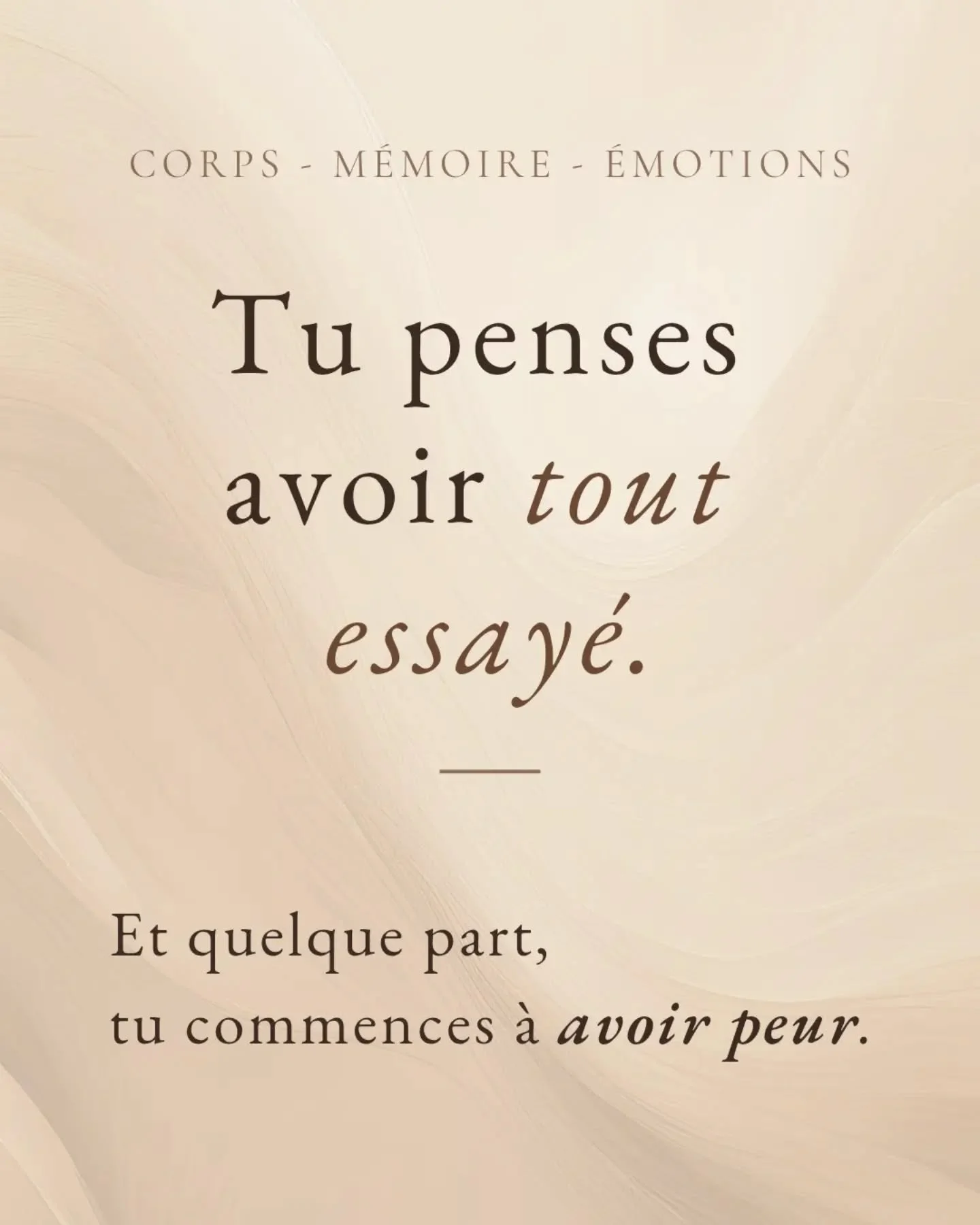 Tu as tout essay&eacute;. Et quelque part, tu commences &agrave; avoir peur.

Ce post est pour toi.

Swipe jusqu'au bout &mdash; et dis-moi en commentaire quelle slide te touche le plus. 🙋🏻&zwj;♀️

Si tu te reconnais : sauvegarde-le. Tu en auras be