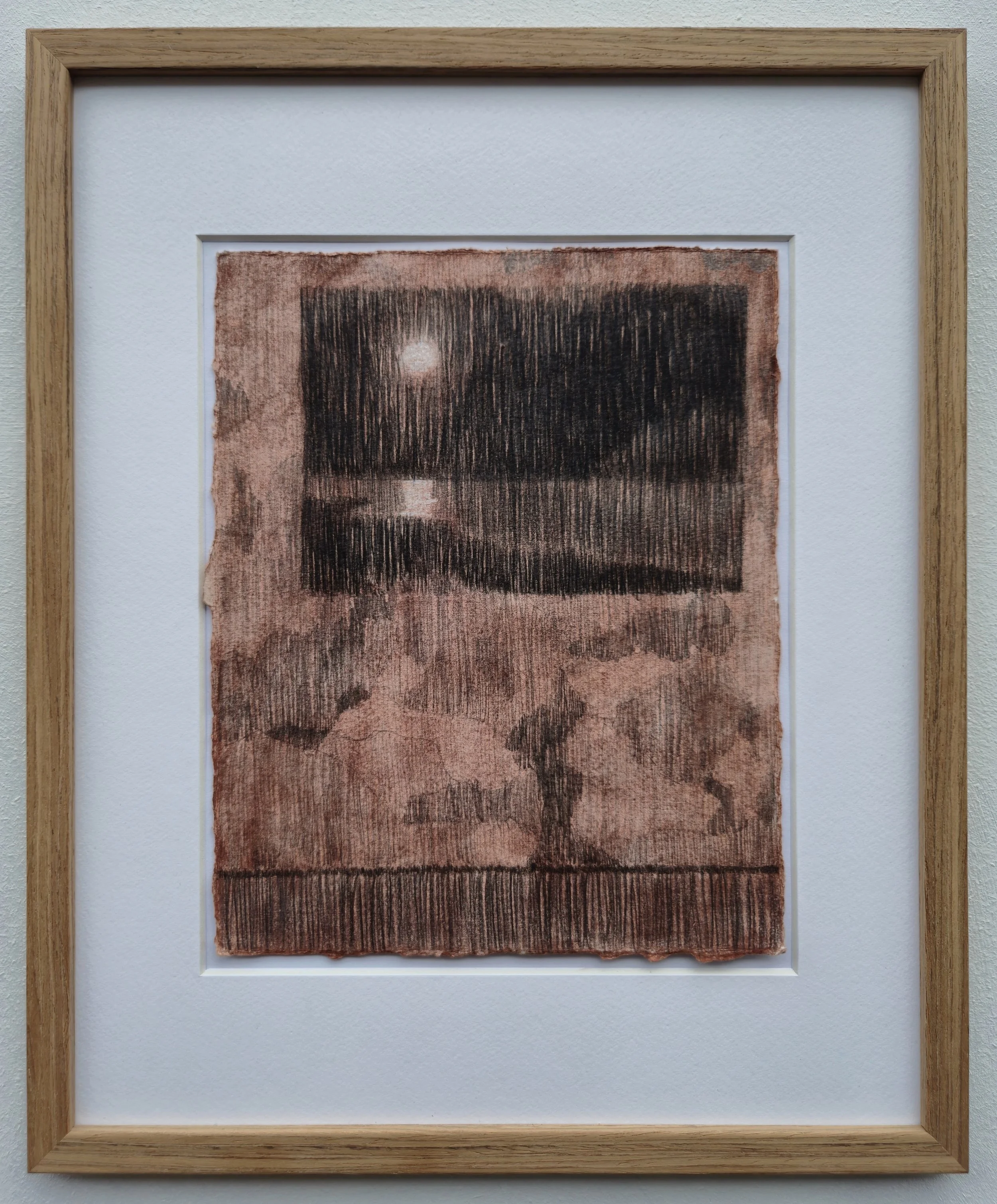 ‘rain down from a great height - IX' // dry pastel & graphite on cotton framed in teak // 23 x 18 cm - 37 x 30 cm (framed)