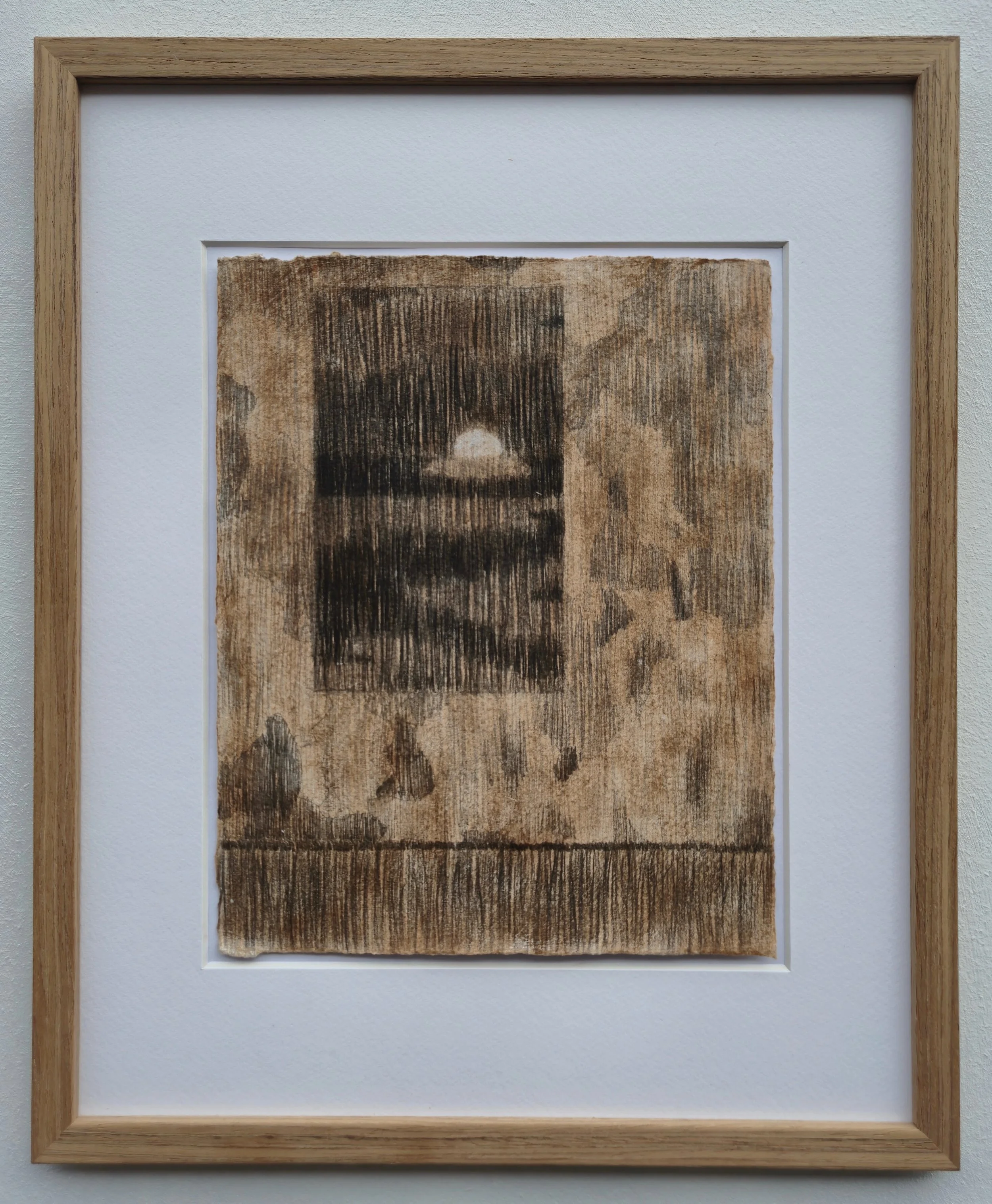 ‘rain down from a great height - I' // dry pastel & graphite on cotton framed in teak // 23 x 18 cm - 37 x 30 cm (framed)