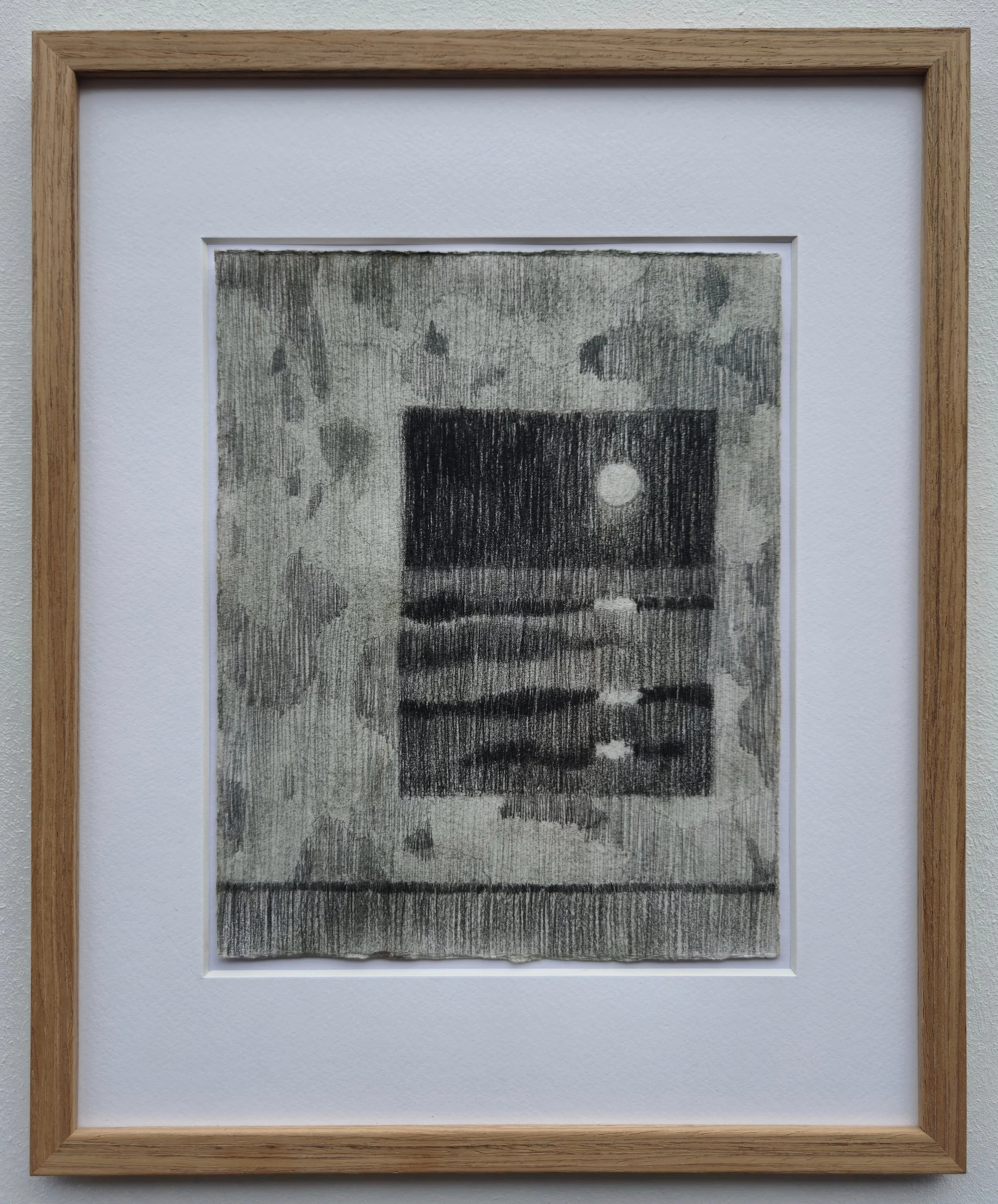 ‘rain down from a great height - VI' // dry pastel & graphite on cotton framed in teak // 23 x 18 cm - 37 x 30 cm (framed)