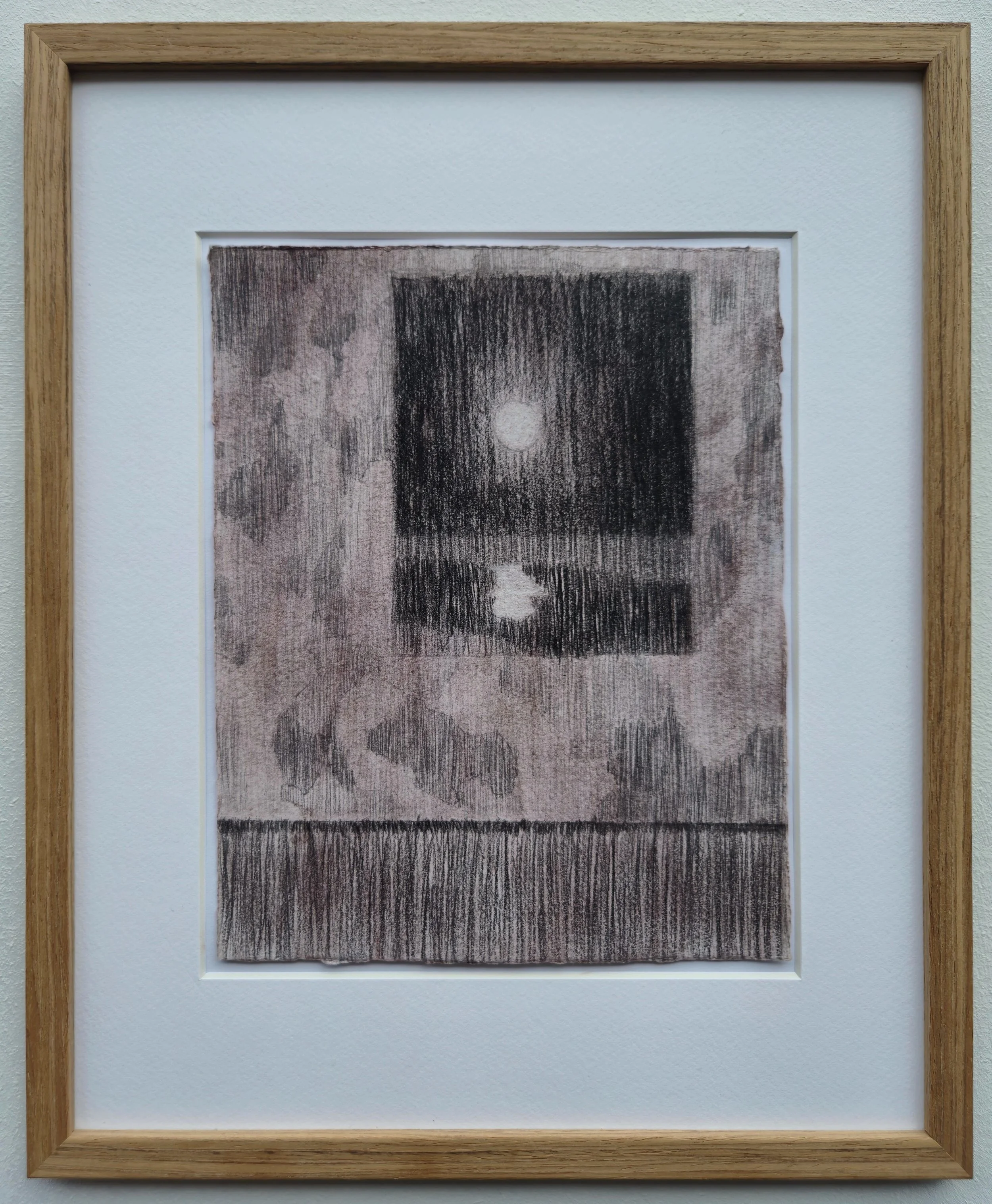 ‘rain down from a great height - III' // dry pastel & graphite on cotton framed in teak // 23 x 18 cm - 37 x 30 cm (framed)