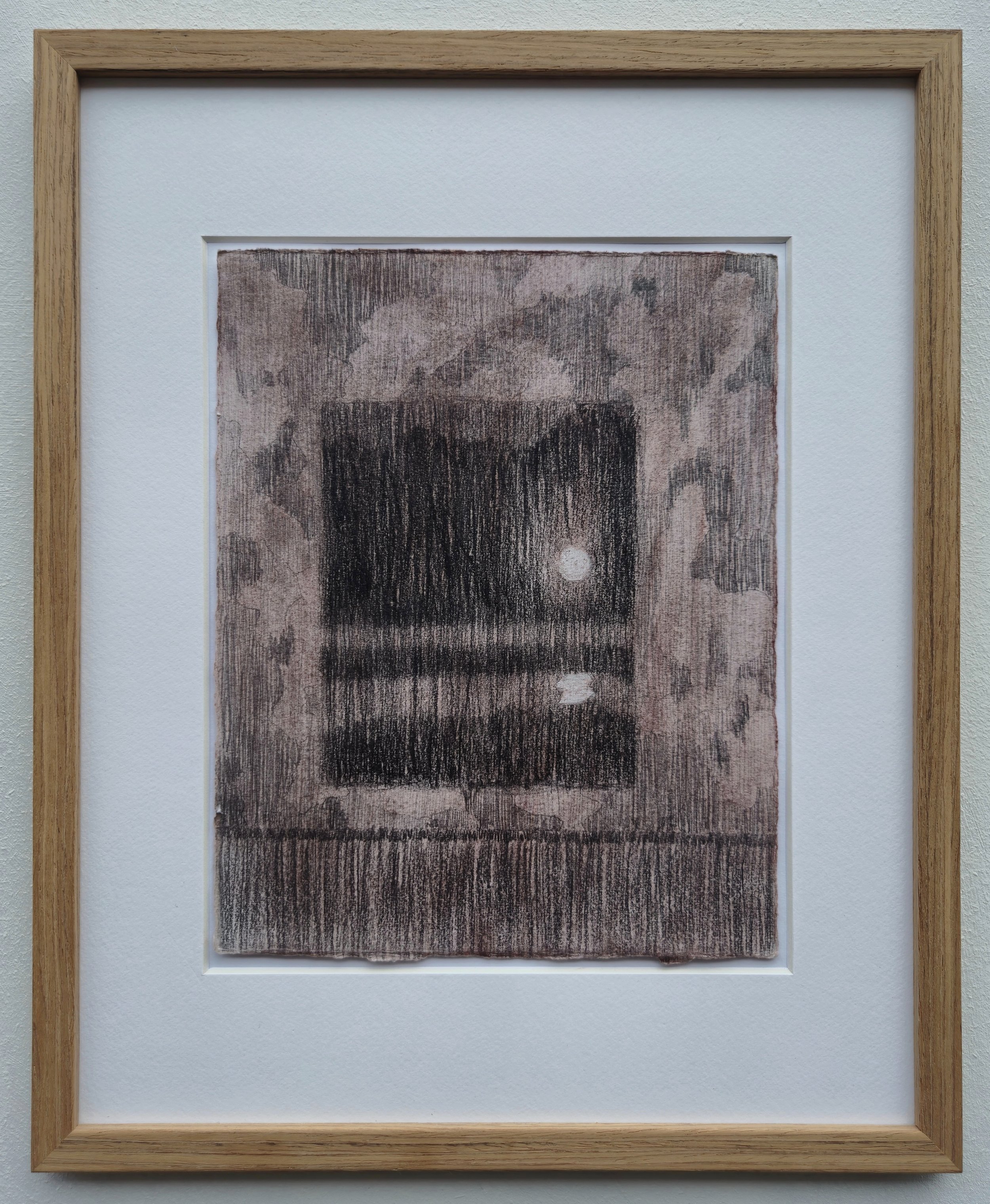 ‘rain down from a great height - V' // dry pastel & graphite on cotton framed in teak // 23 x 18 cm - 37 x 30 cm (framed)