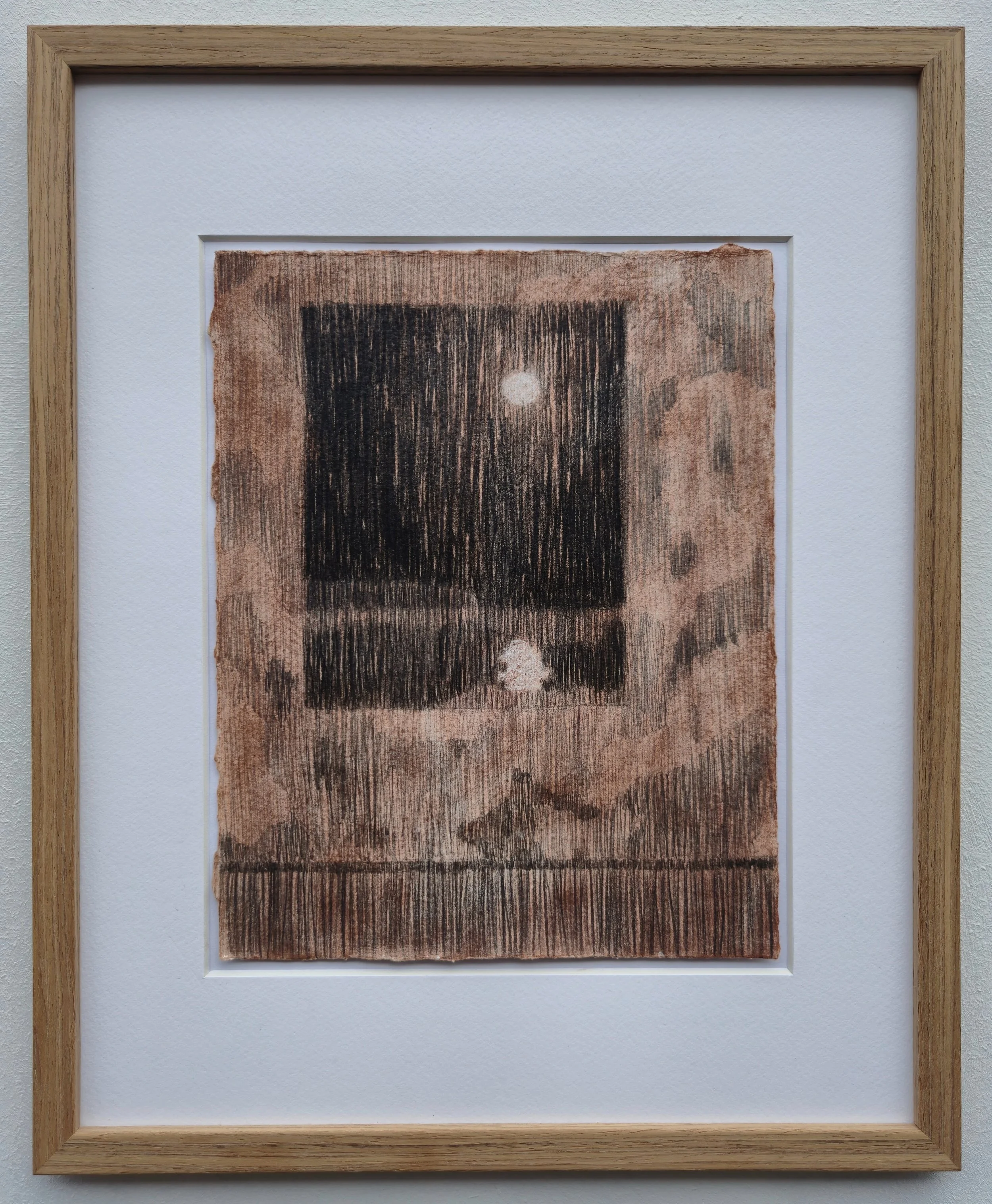 ‘rain down from a great height - VI' // dry pastel & graphite on cotton framed in teak // 23 x 18 cm - 37 x 30 cm (framed)