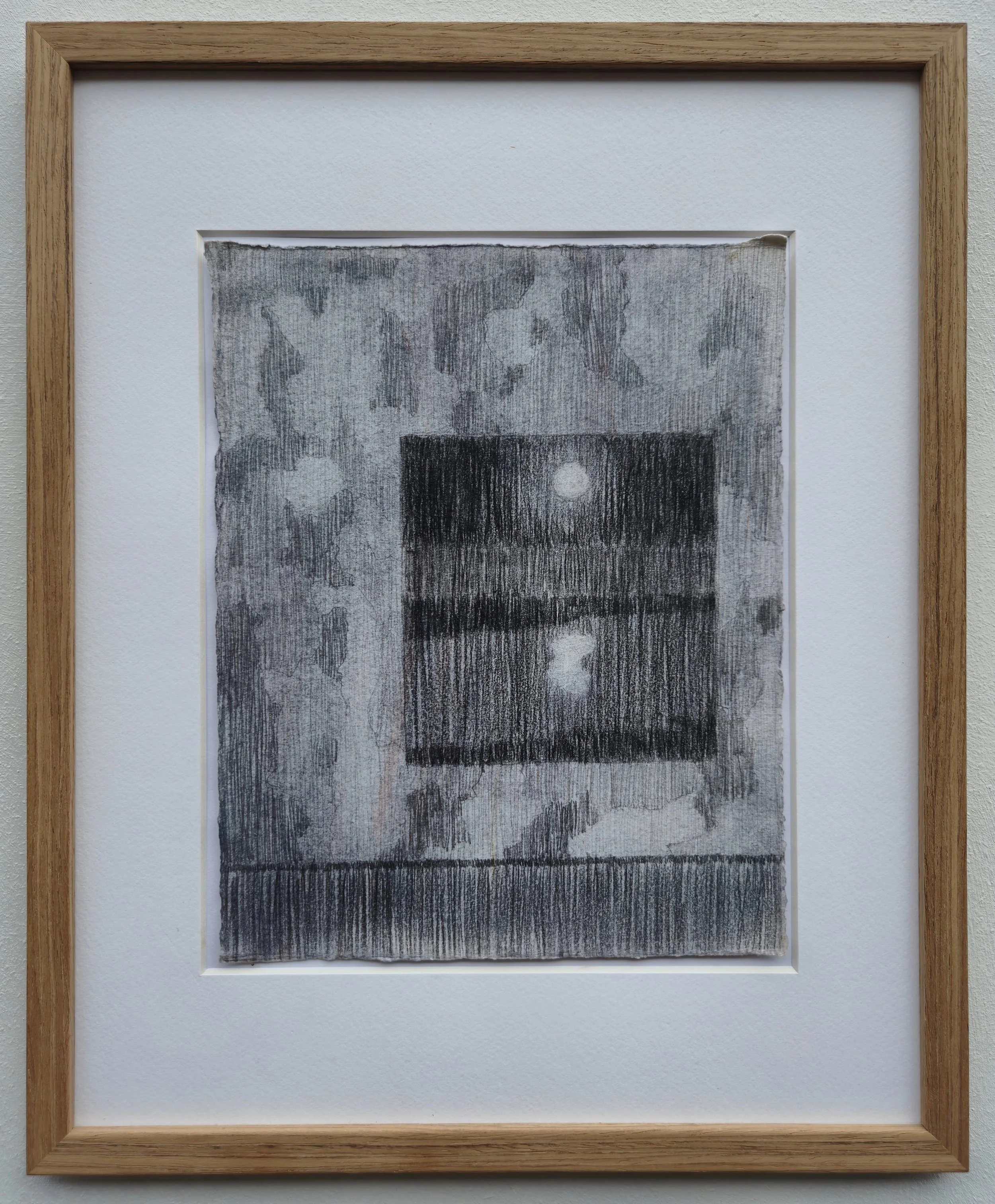 ‘rain down from a great height - II' // dry pastel & graphite on cotton framed in teak // 23 x 18 cm - 37 x 30 cm (framed)