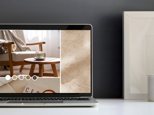 Website design displayed on a laptop.