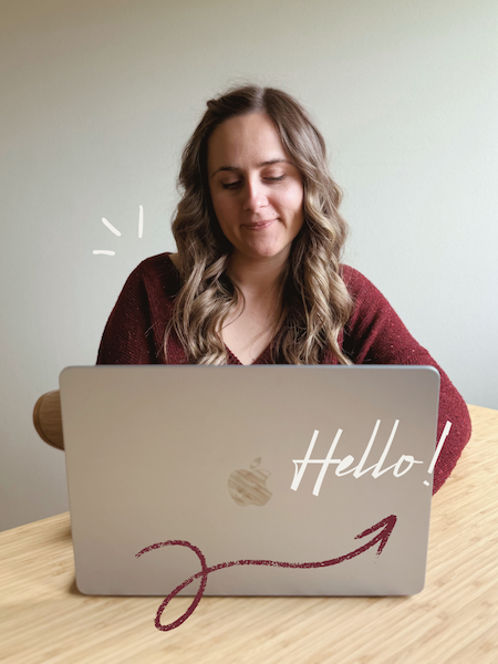 Kat, founder of Mellow Office, working at her laptop.