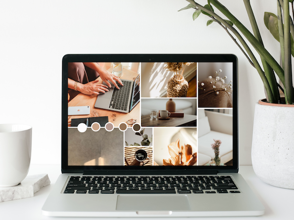 Website moodboard displayed on a laptop.
