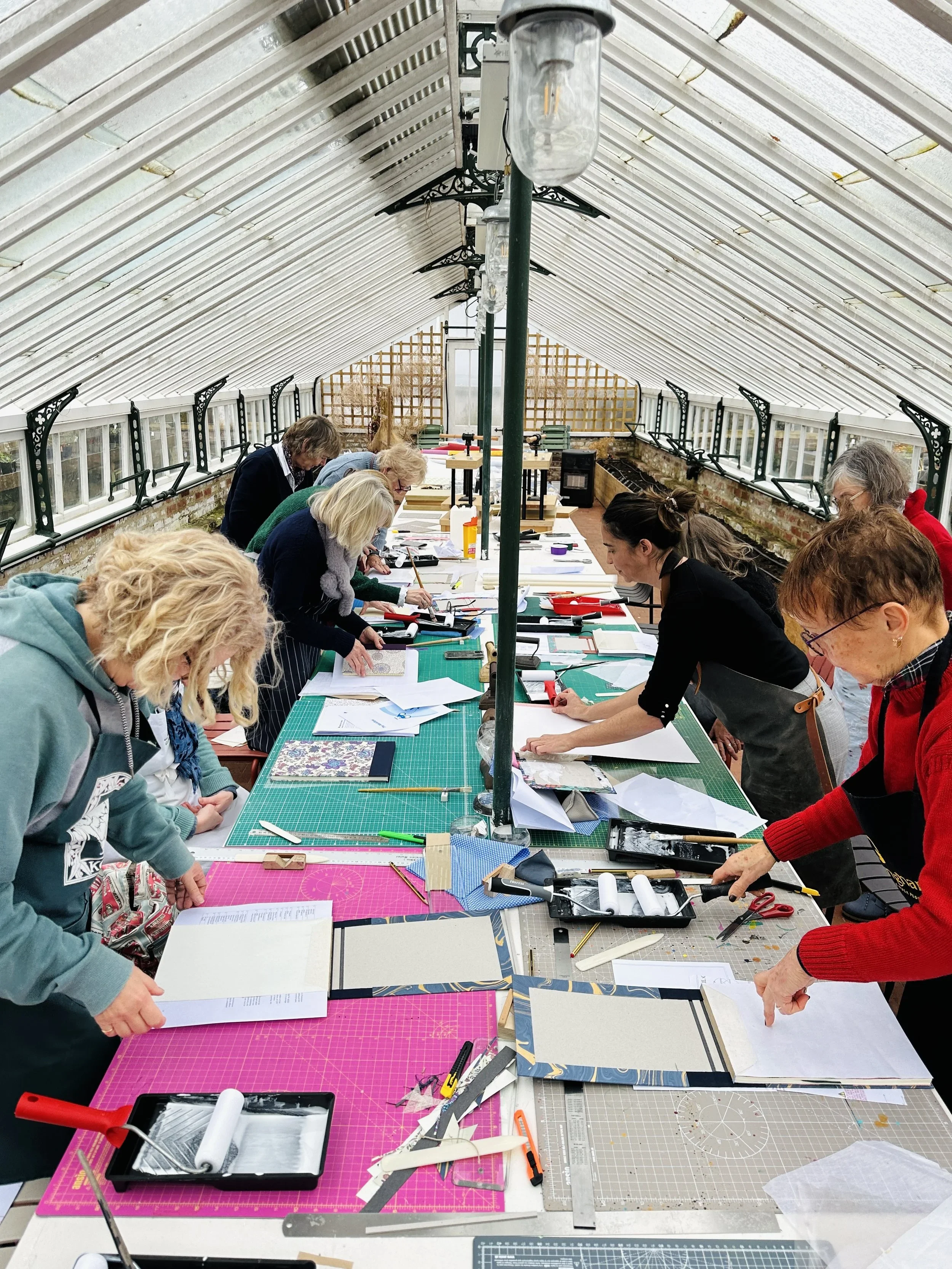 Seagull Bindery Group Workshop at Waterline walled gardens Hawkhurst