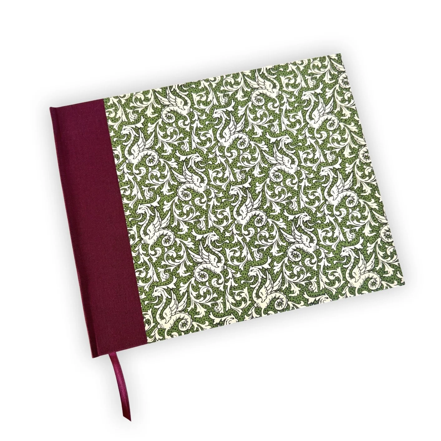 Landscape guestbook, green dragon Italian and burgundy