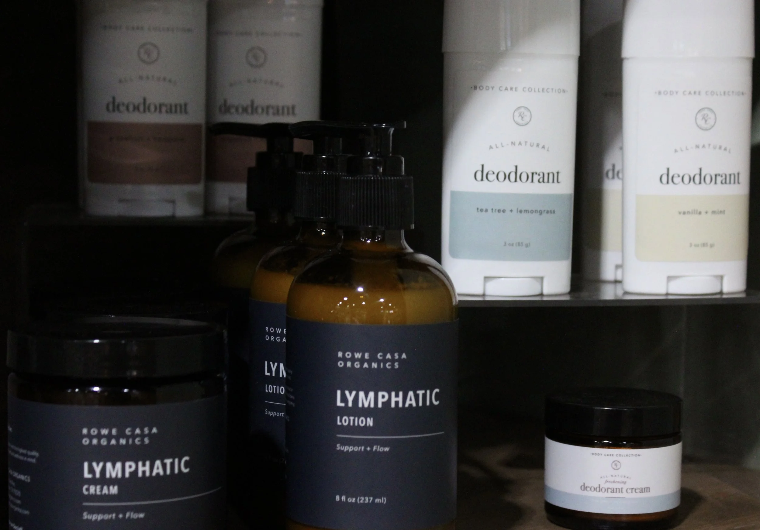 Lymphatic support lotion and deodorant cream from Rowe Casa Organics.