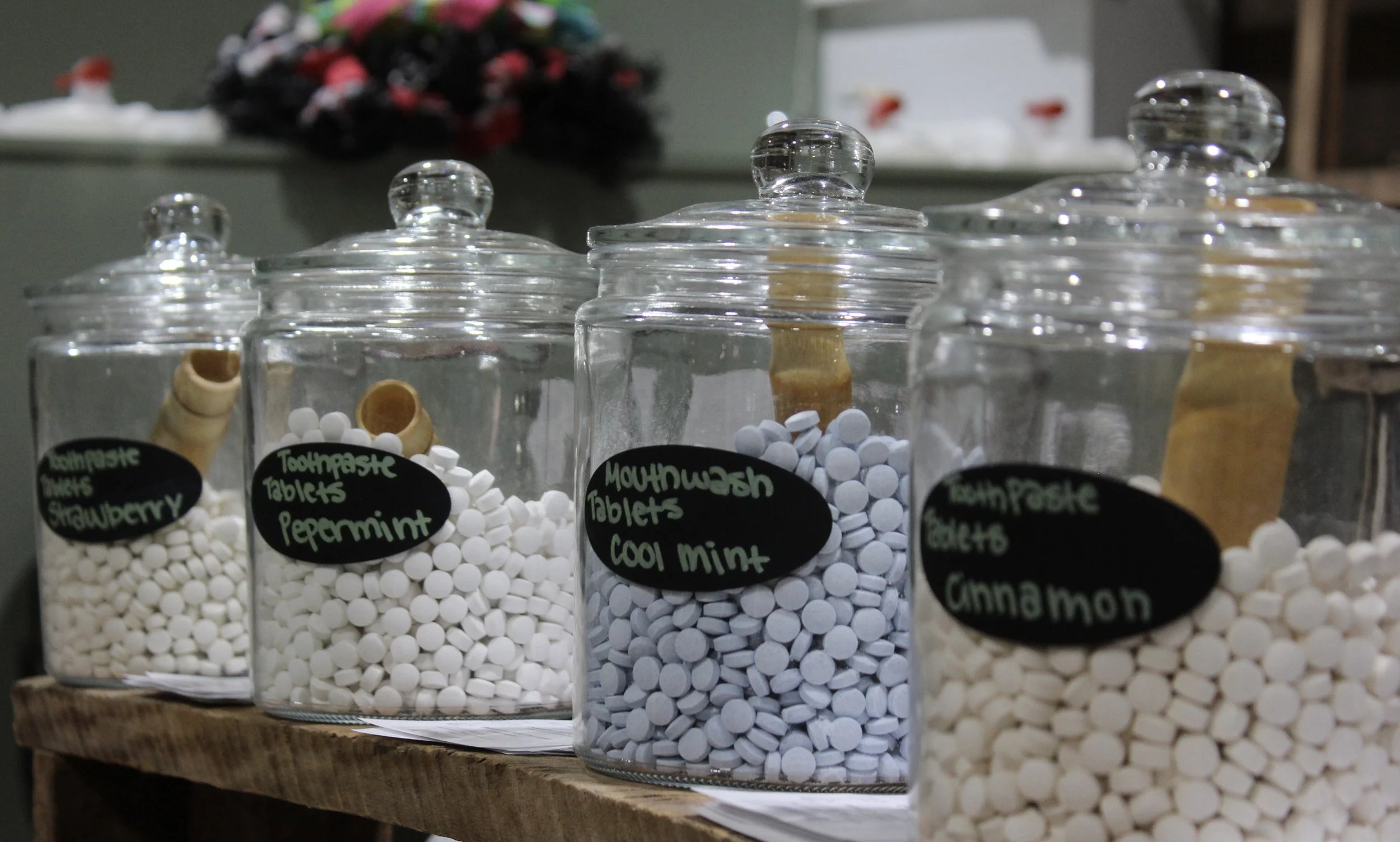 Sustainable toothpaste tablets at Burley Sustainable General Store and Refillery in West Jefferson, NC.