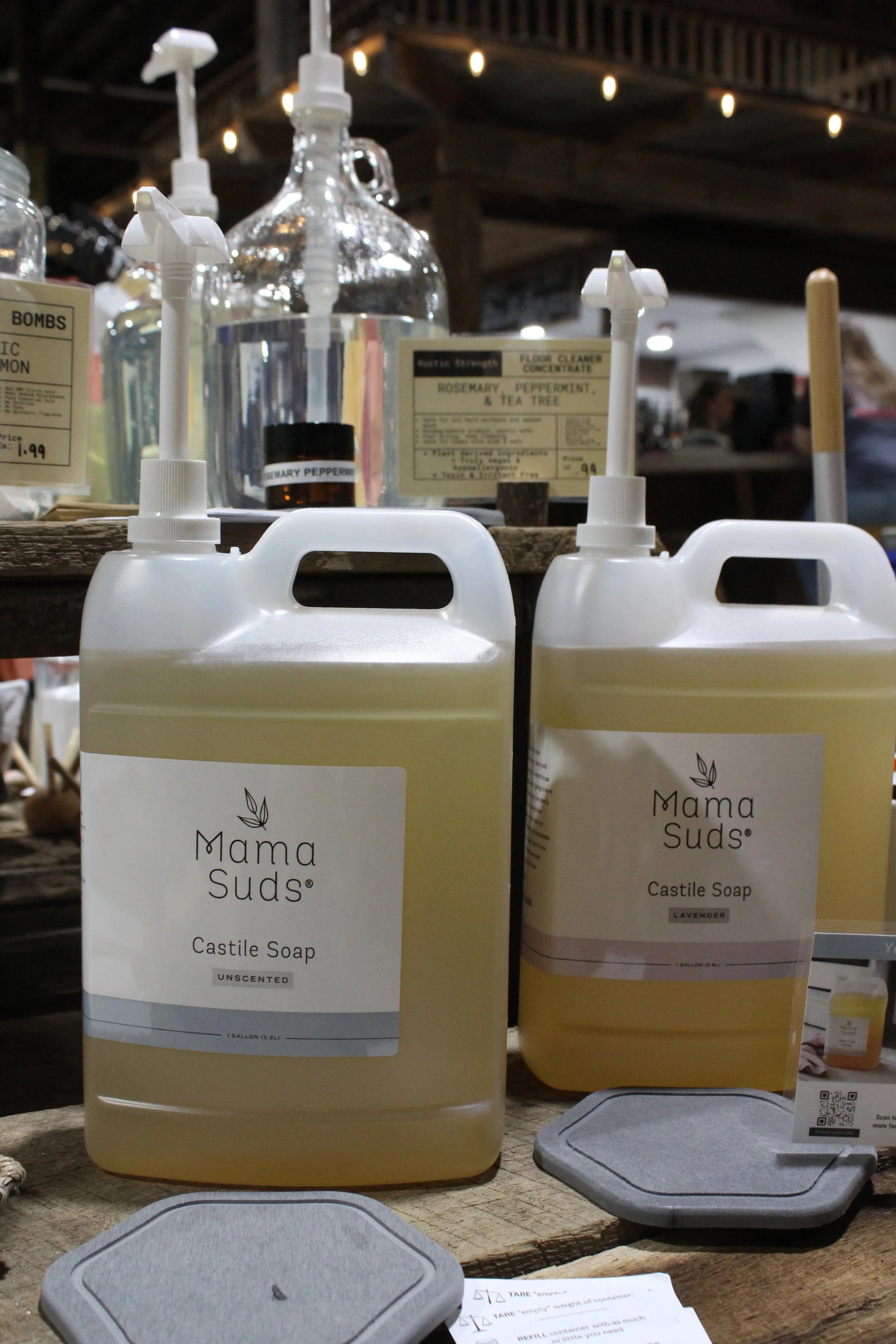 Refillable of Mama Suds Castile Soap at  Burley Sustainable General Store in West Jefferson, NC.