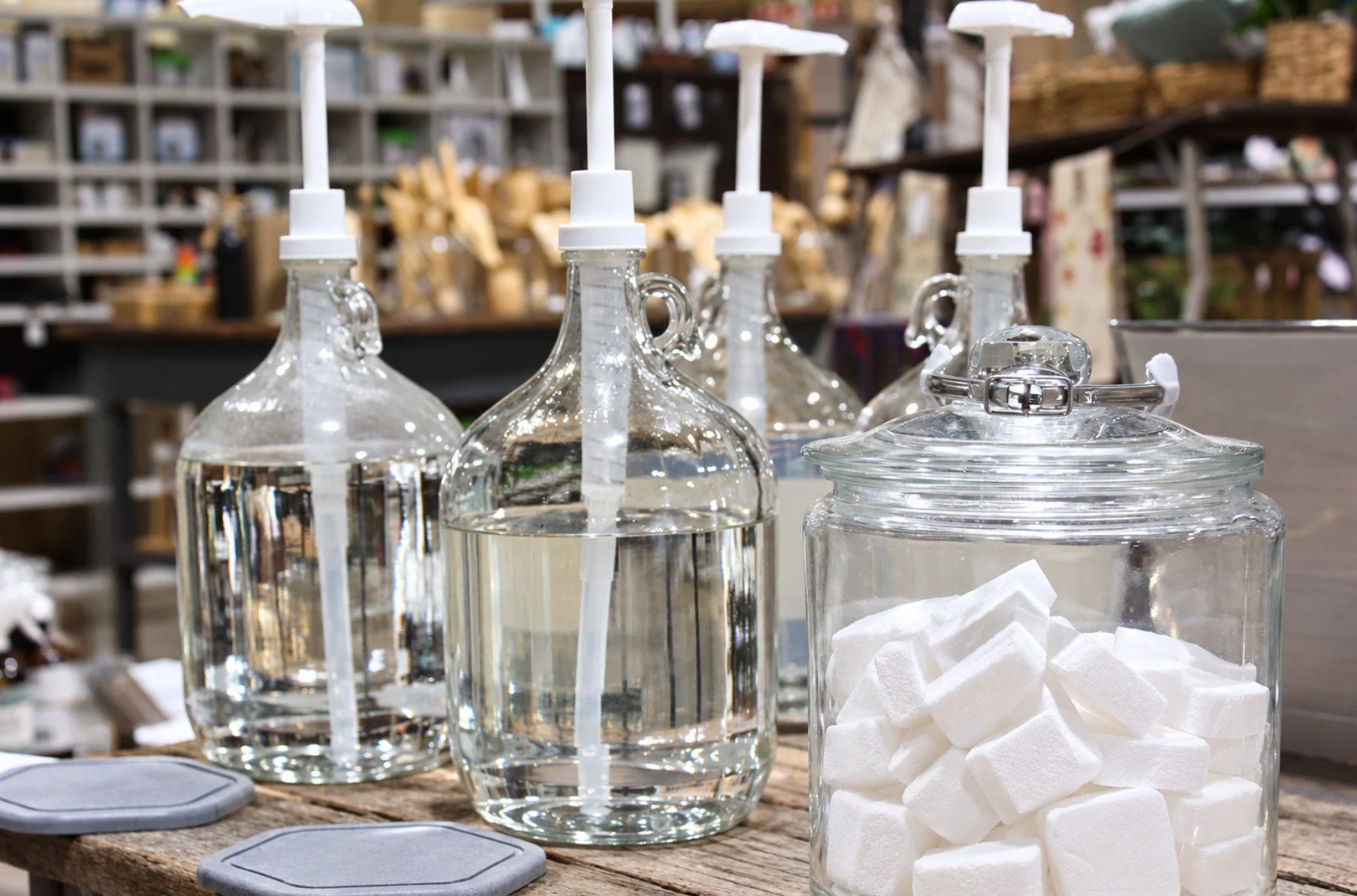 Refillable items at Burley Sustainable General Store in West Jefferson, NC.