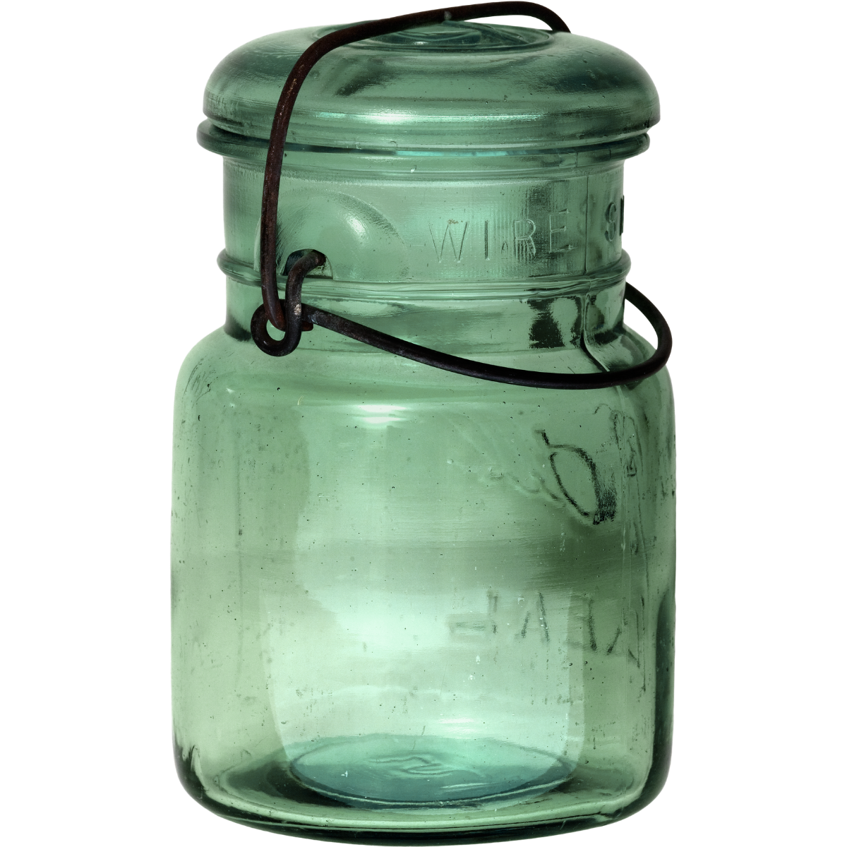 Vintage green glass jar used at the refillery at Burley Sustainable General Store in West Jefferson, NC.