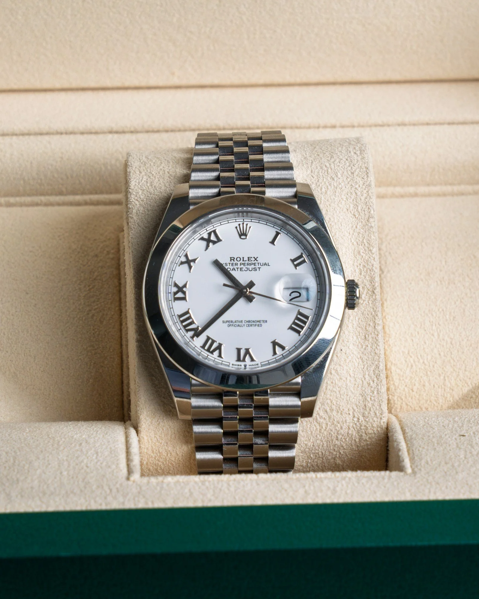 Rolex Datejust 41 – White Roman Dial, Smooth Bezel, Jubilee (2024)