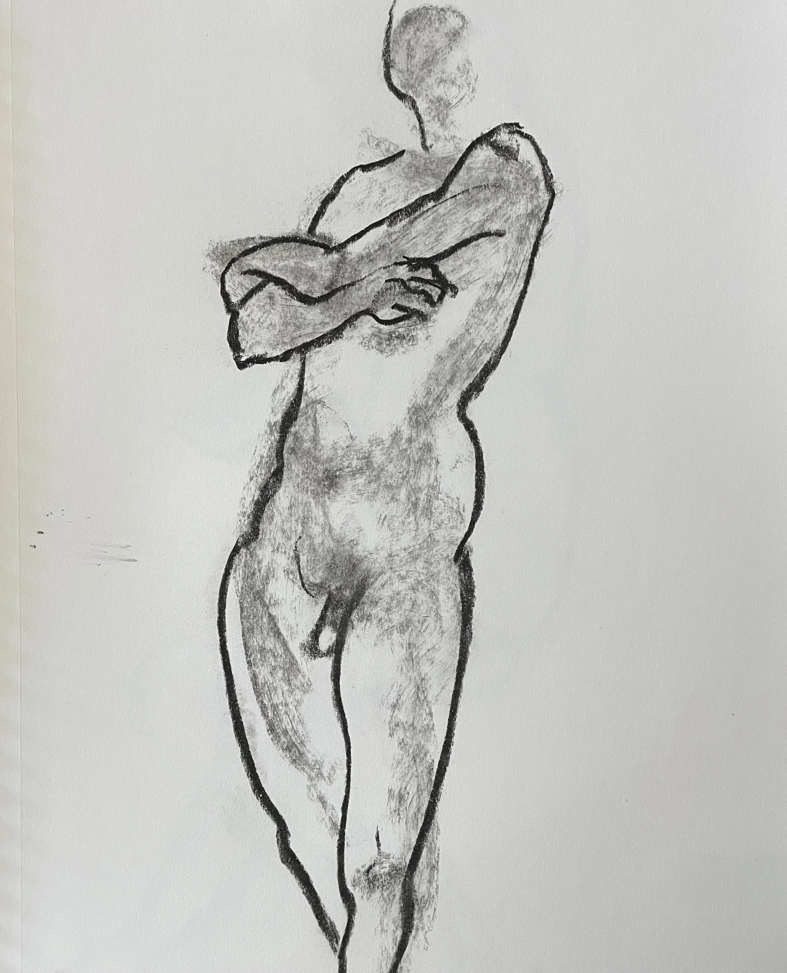 This is a small selection of croquis (quick life drawings) of 2 or 5 minute poses—an important preparatory part of my practice.