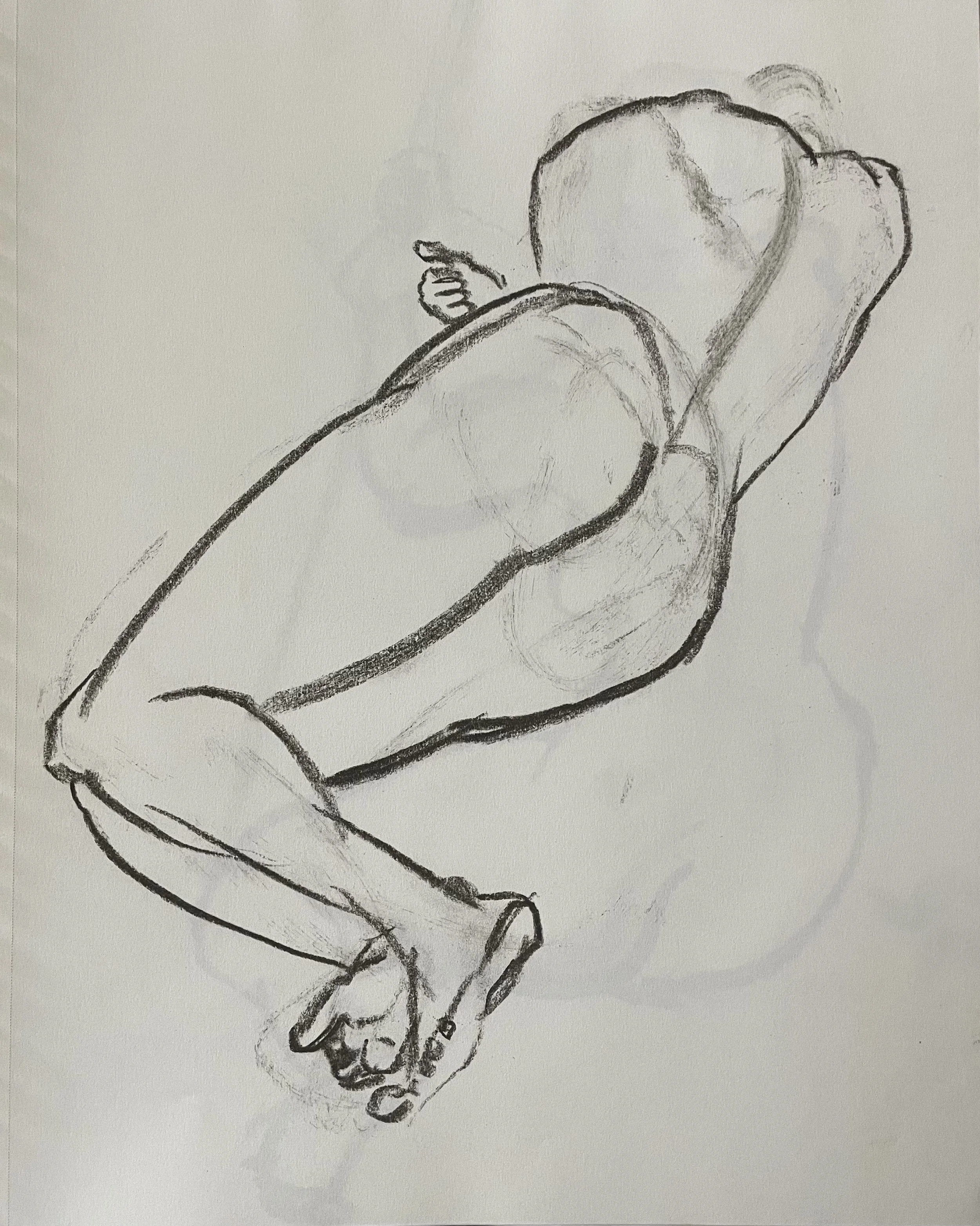 This is a small selection of croquis (quick life drawings) of 2 or 5 minute poses—an important preparatory part of my practice.