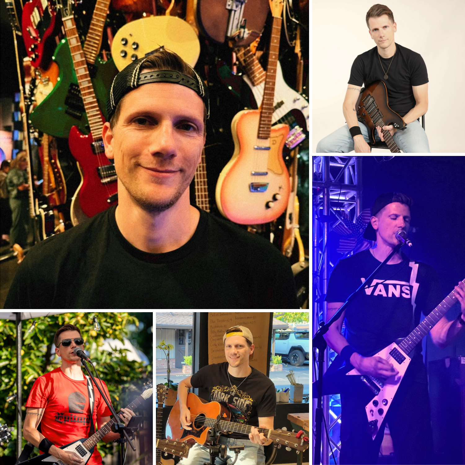 Photos of Rob Risley, guitar teacher.