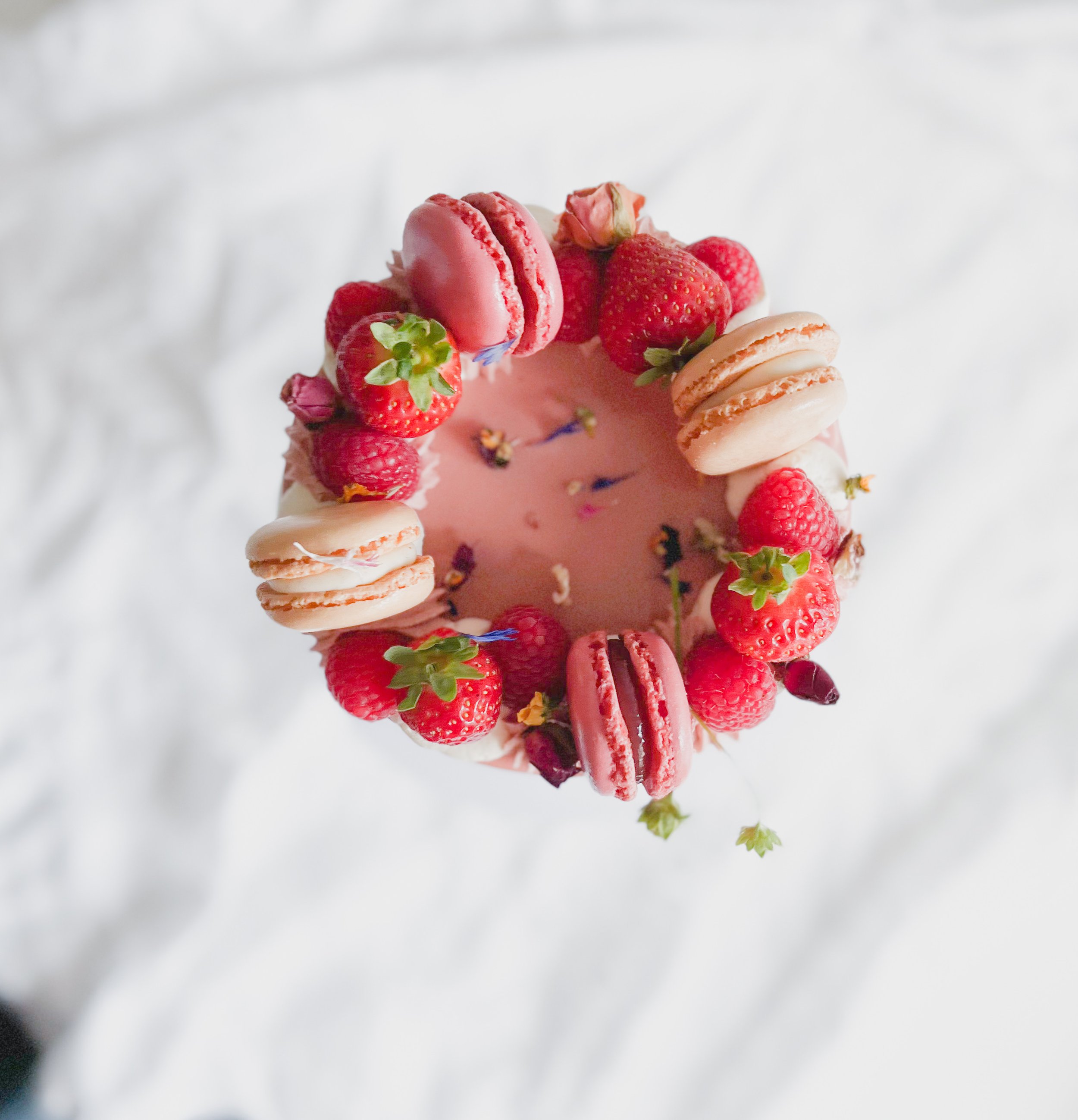 Raspberry and White Chocolate Drip Cake