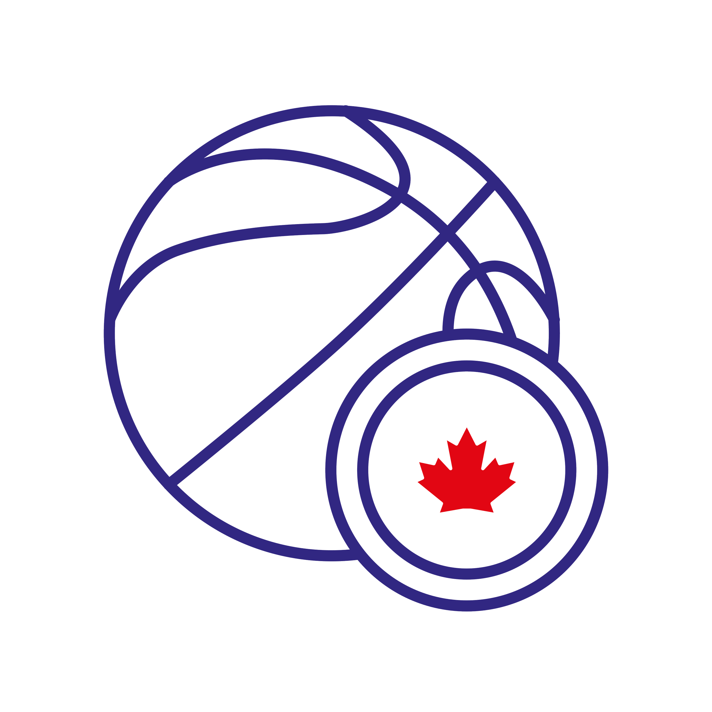 Outline of a basketball with a red maple leaf inside, representing Canadian sports betting.