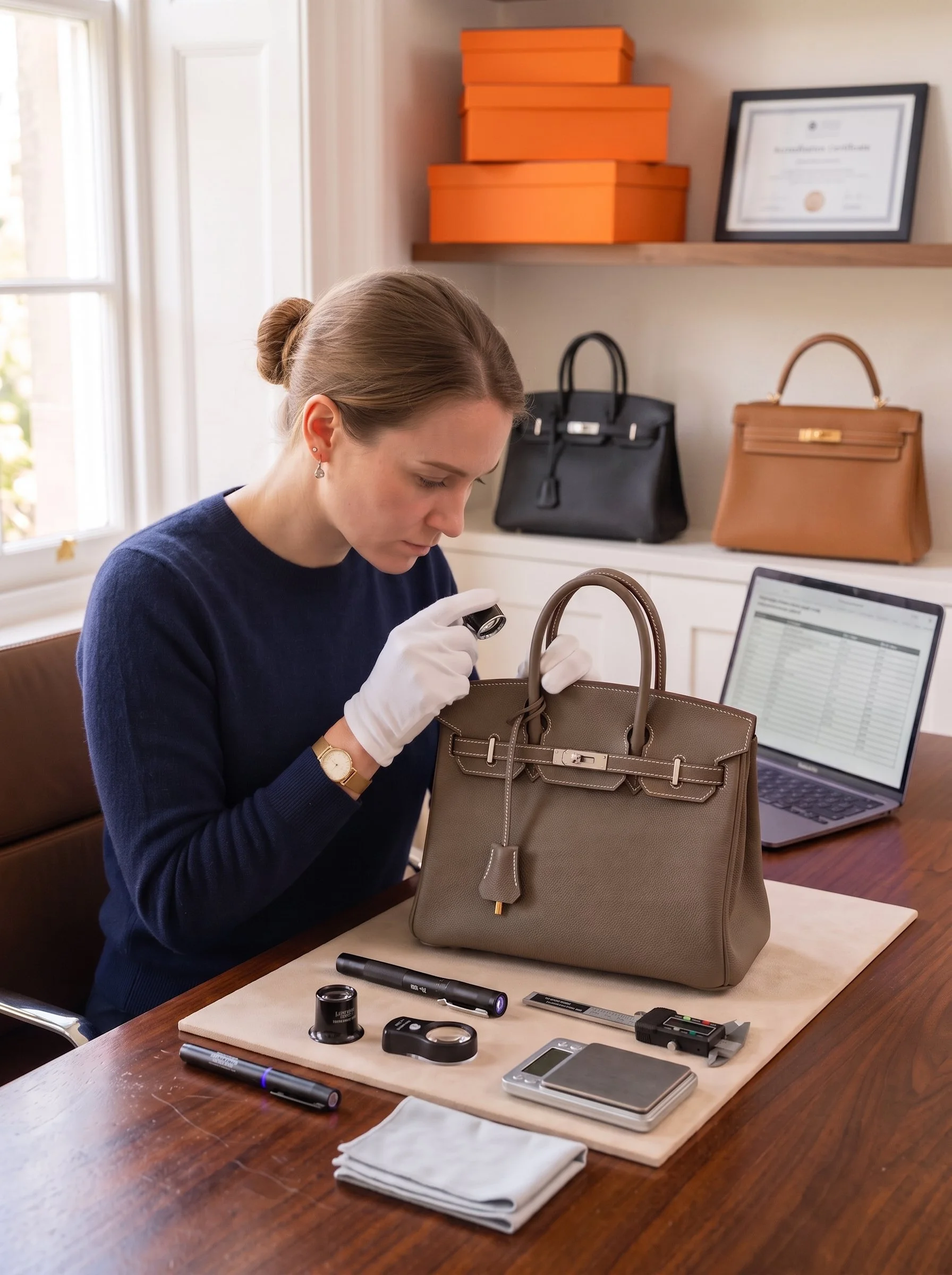 Hermès authentication with Swiss precision standards at Atelier Lumina Zurich