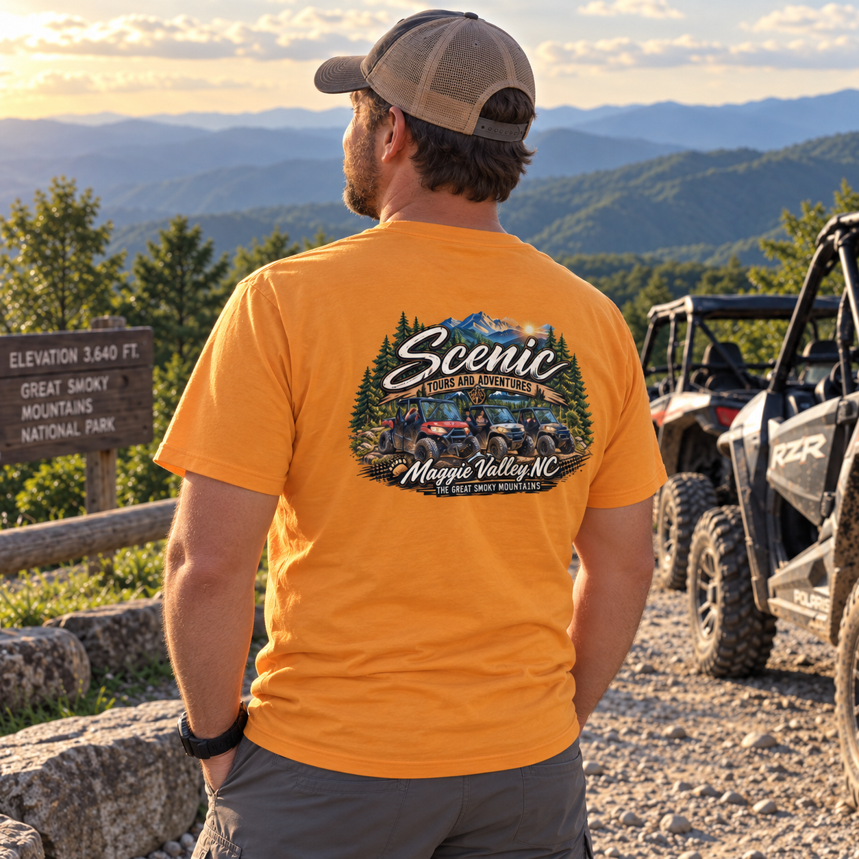 Orange UTV TShirt Back Wearing.png