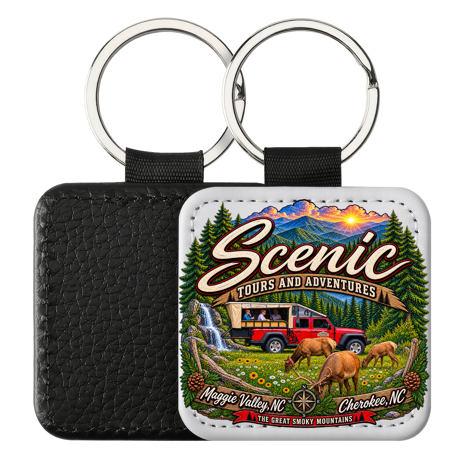 Scenic Maggie Valley PU Leather Photo Keychain