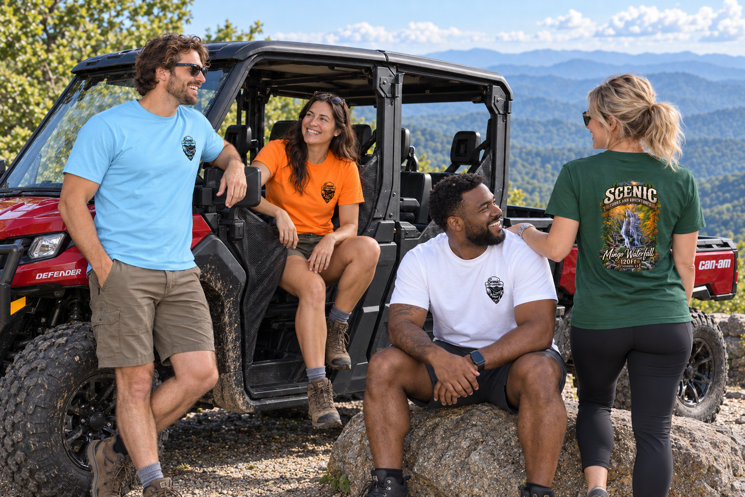Skyblue Tshirt Waterfall Scenic Tour Group Wearing.png