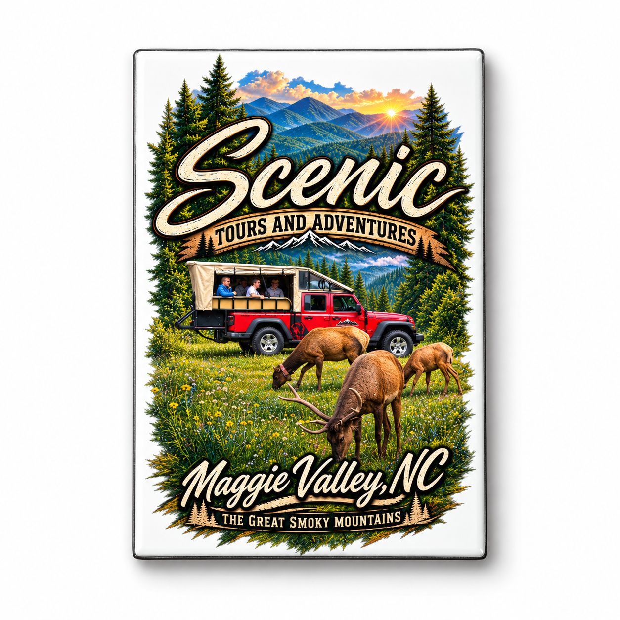 Scenic Jeep & Elk Maggie Valley Magnet   | Scenic Tours