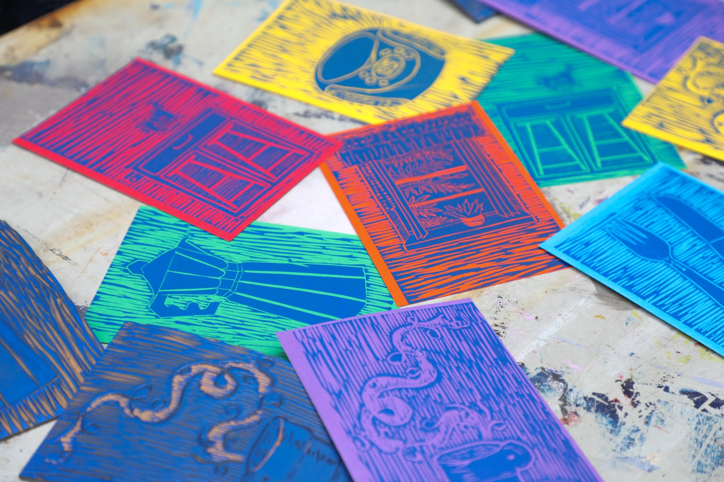Ñaña's House 
2019 
Linocut on Cardstock