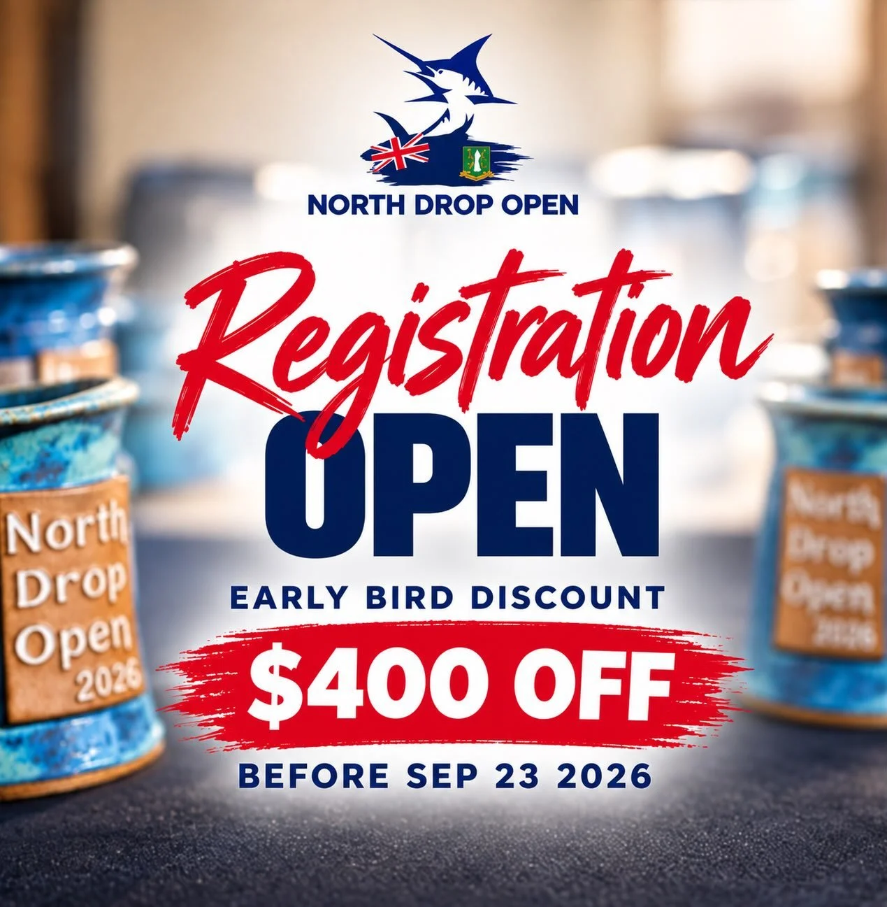 Registration is officially OPEN for the 2026 North Drop Open! 🎣🏆

Lock in your spot early and save $400 with our Early Bird Discount when you register before September 23, 2026.
The countdown is on. Get your crew ready and join us for another unfor