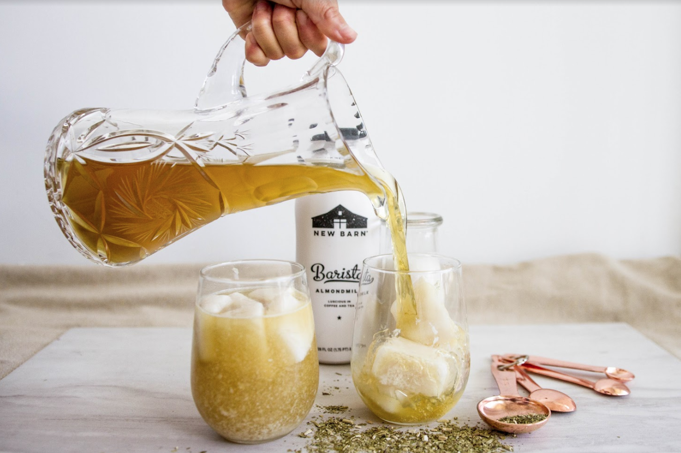 Iced Guayaki Latte with New Barn Almond Milk